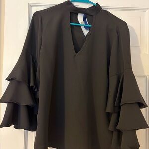 Elegant Black Ruffle Sleeve Top